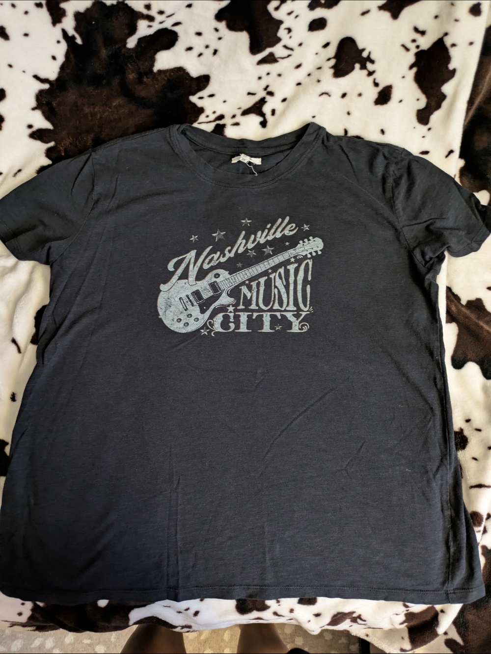 Maurices Black Nashville Music City Graphic Tee with Light Gray Print